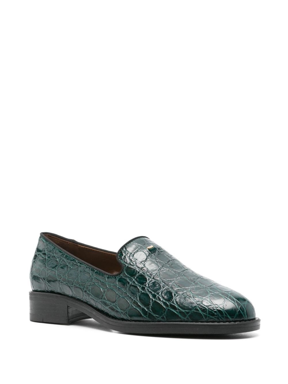 crocodile-effect leather loafers - 2