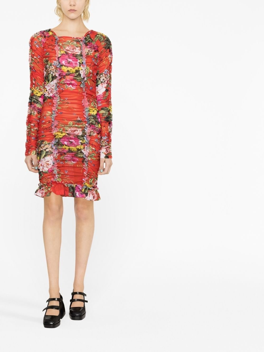 ruched floral-print minidress - 2