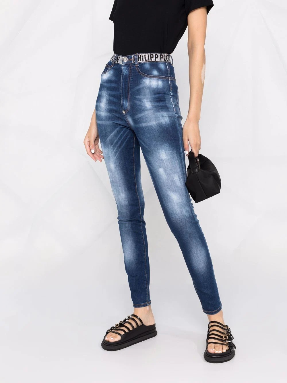 super high waist denim jeggings - 3