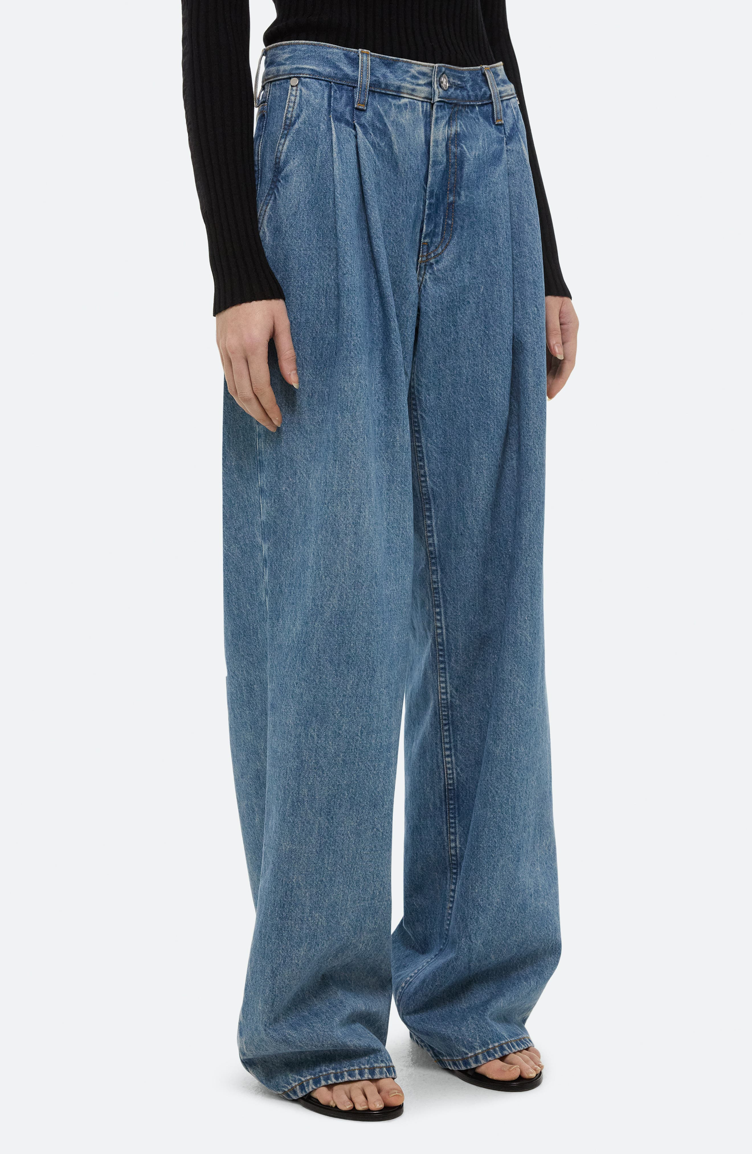 Helmut Lang High Waist Double Pleat Jeans in Archive Blue - 5