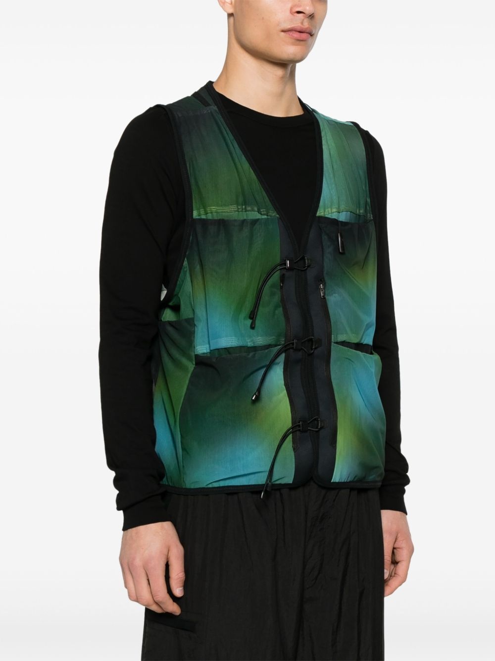 all-over print mesh vest - 3