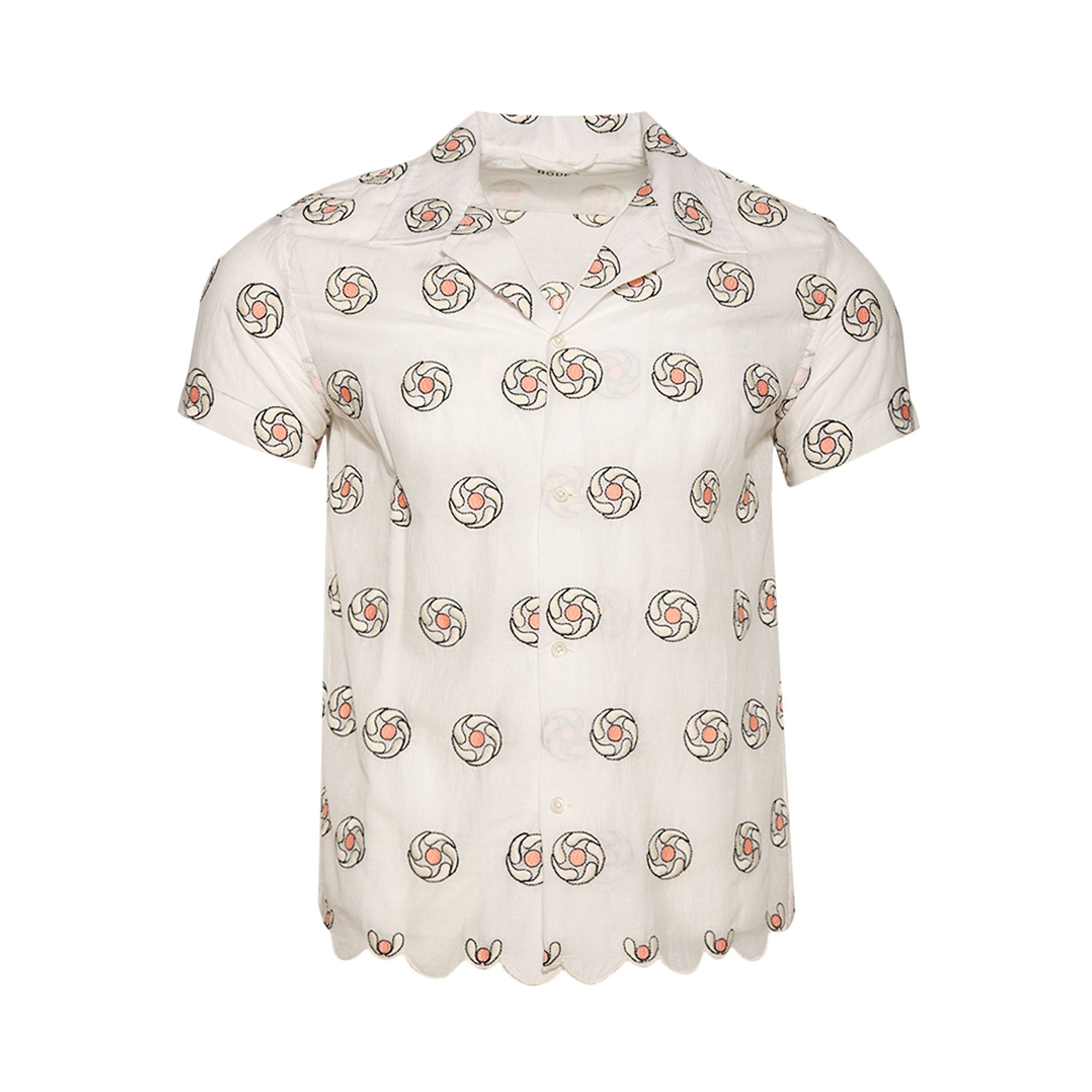Bode Floral Aperture Short-Sleeve Shirt 'White/Multicolor' - 1