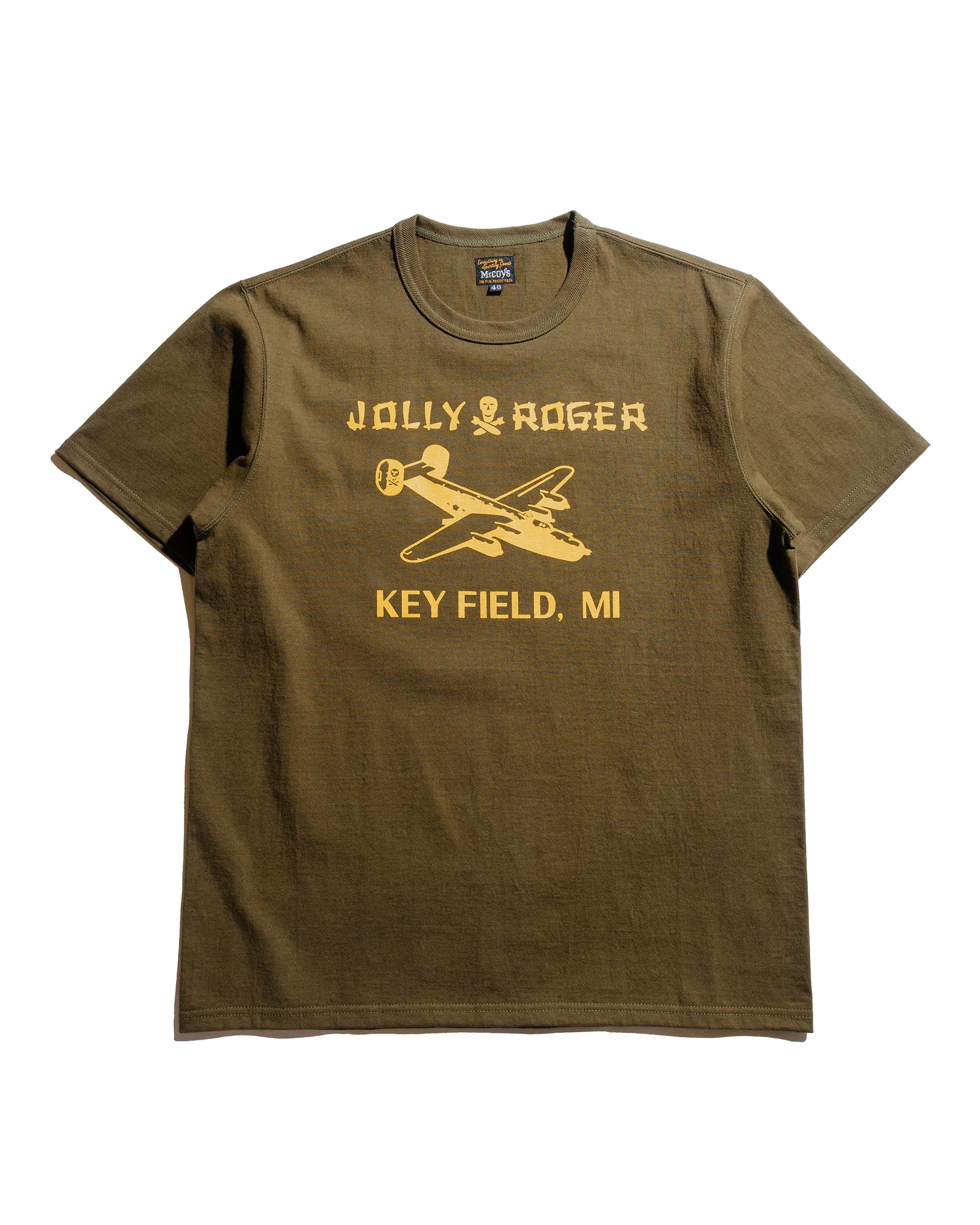 MC25003 Military Tee / Jolly Roger, Key Field Olive - 1