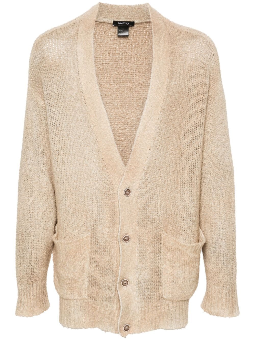 brushed-effect drop-shoulder cardigan - 1