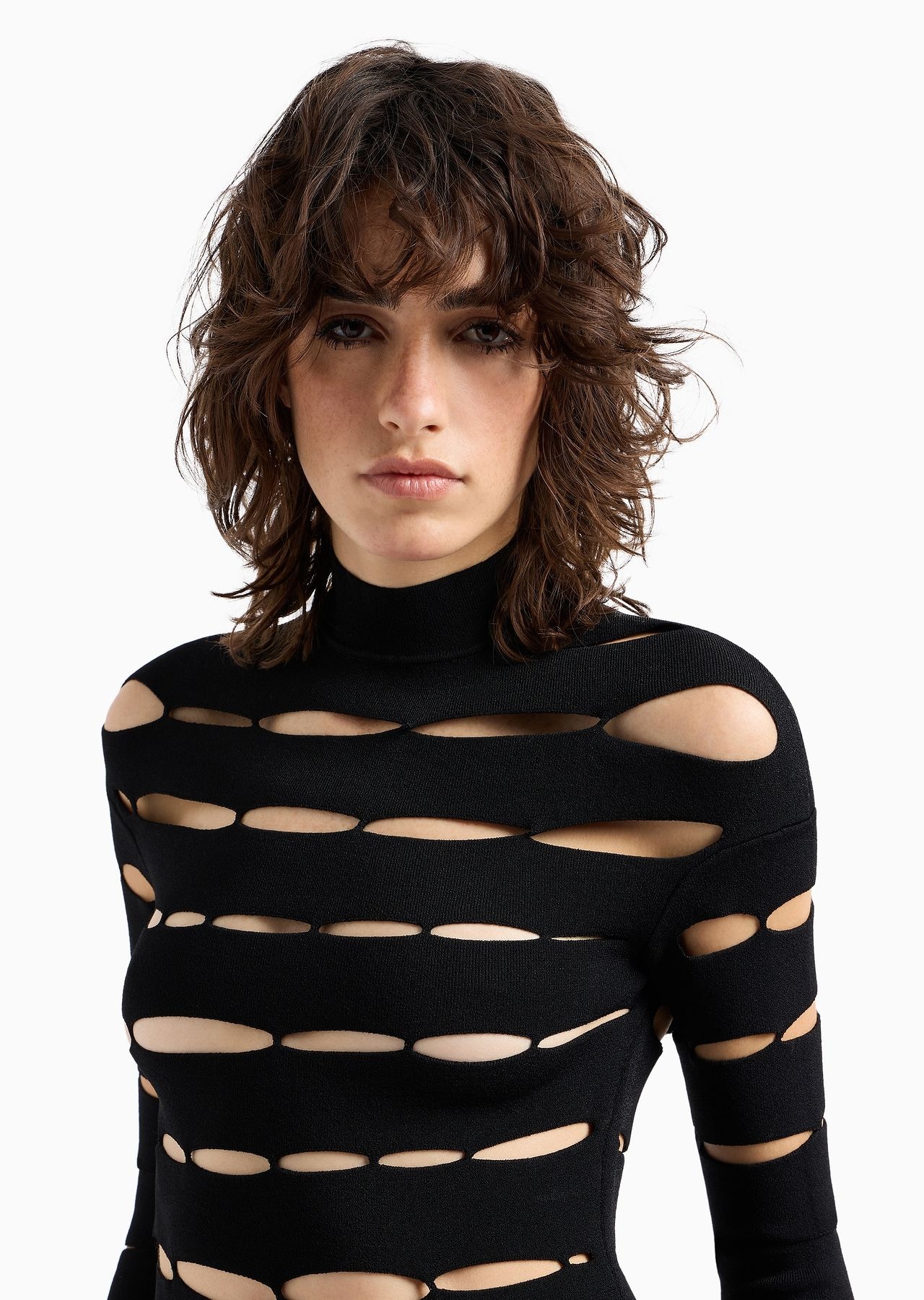 Mock-neck jumper in a stretch viscose blend with cut-outs - 5