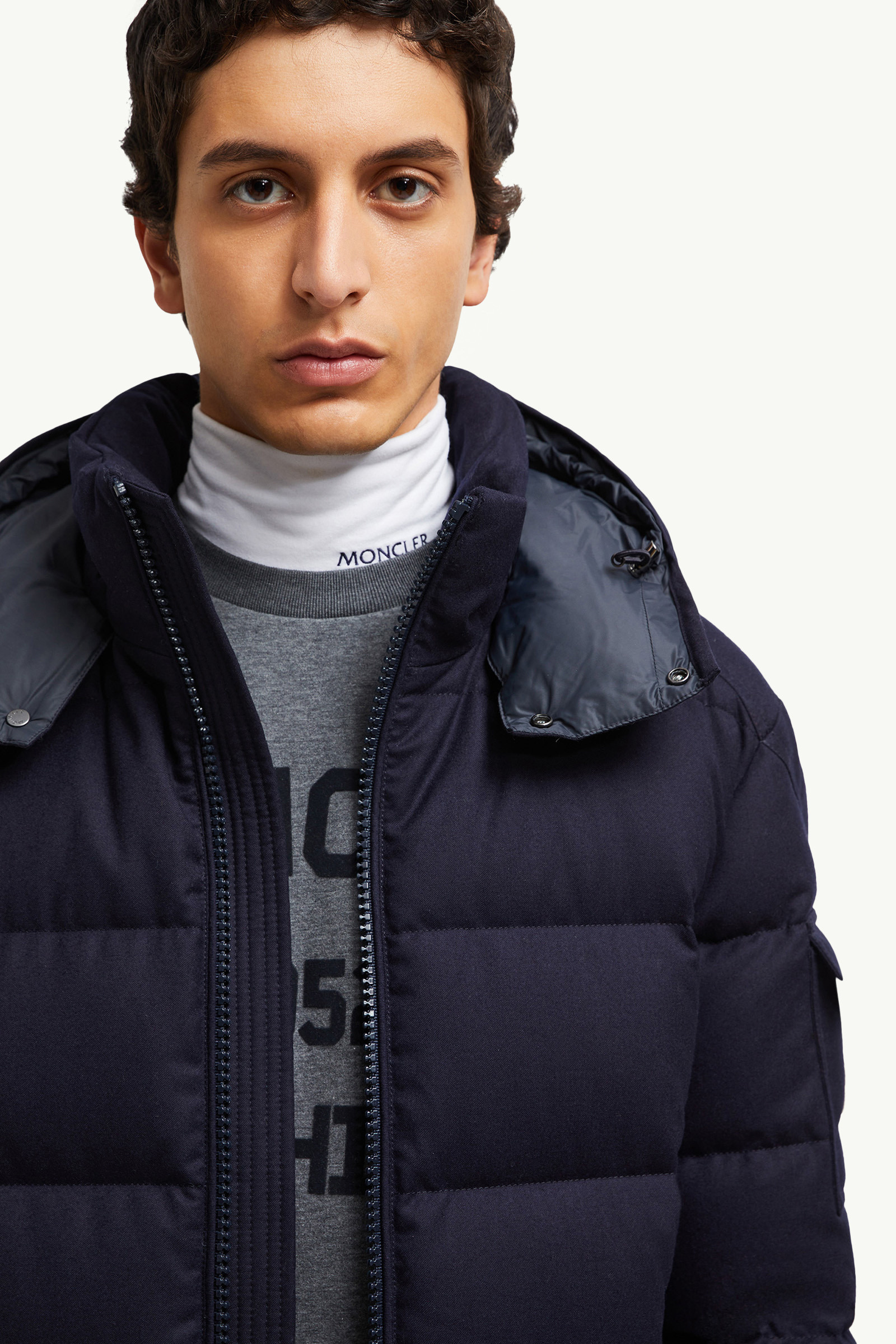 Montgenevre Hooded Wool Flannel Short Down Jacket - 4