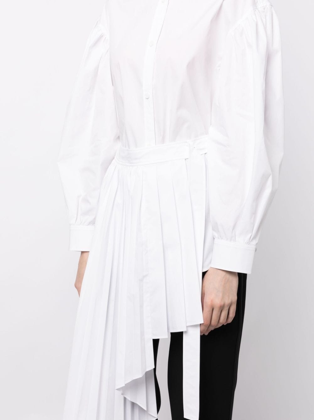 asymmetric pleated mini shirtdress - 5