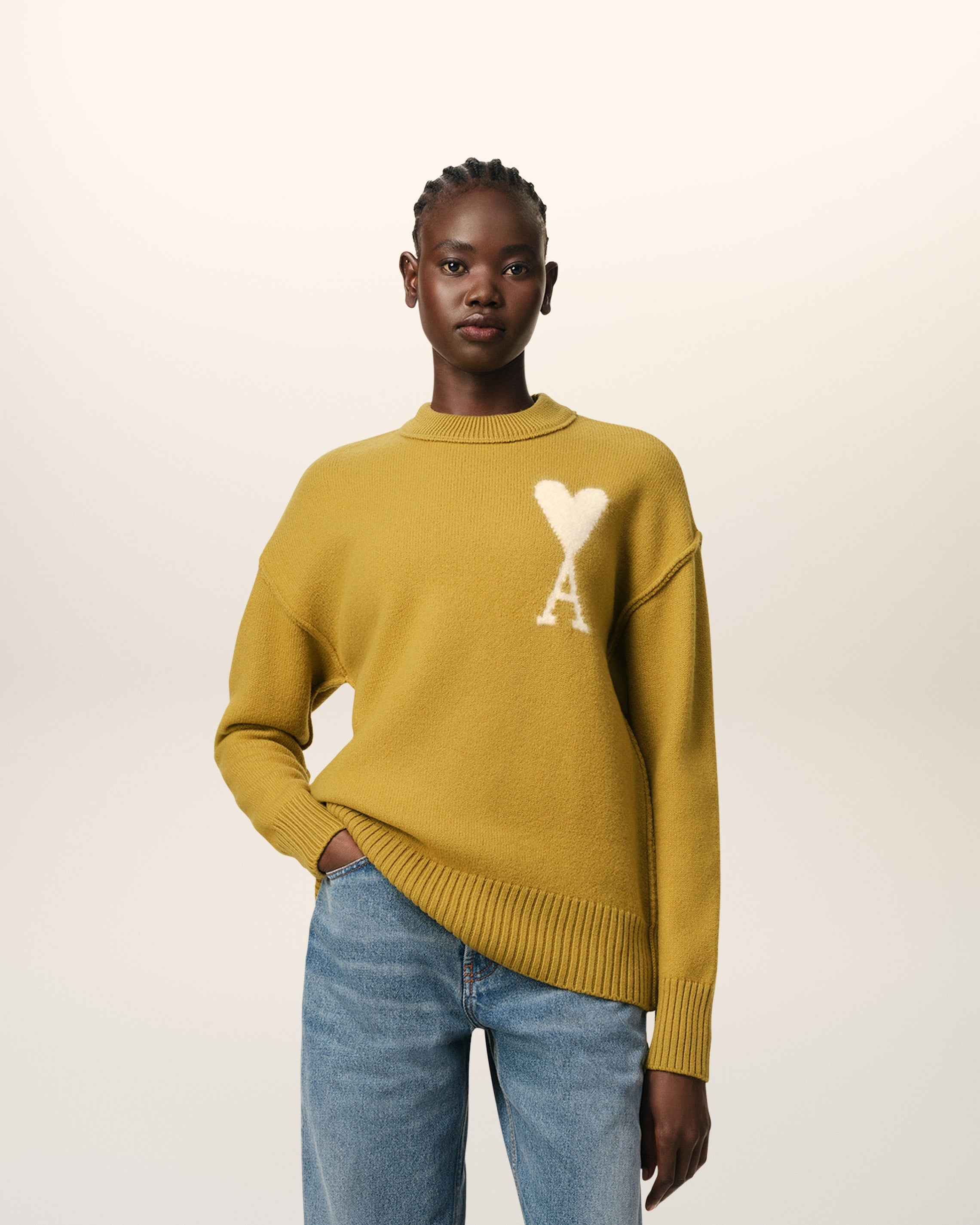 MUSTARD WOOL AMI DE COEUR SWEATER - 1