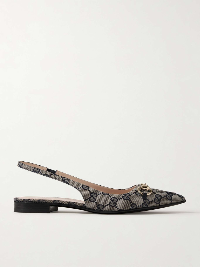 Erin horsebit-embellished canvas-jacquard slingback sandals - 1