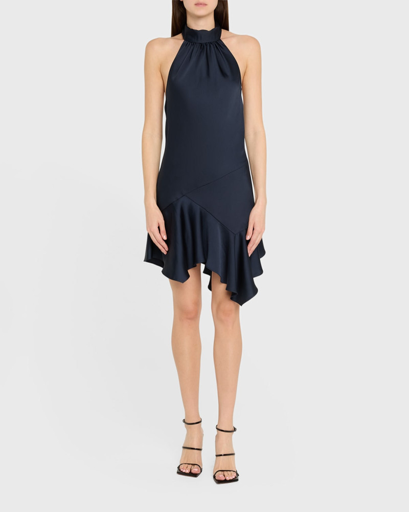 RAMY BROOK Nari Asymmetric Flounce Halter Mini Dress outlook