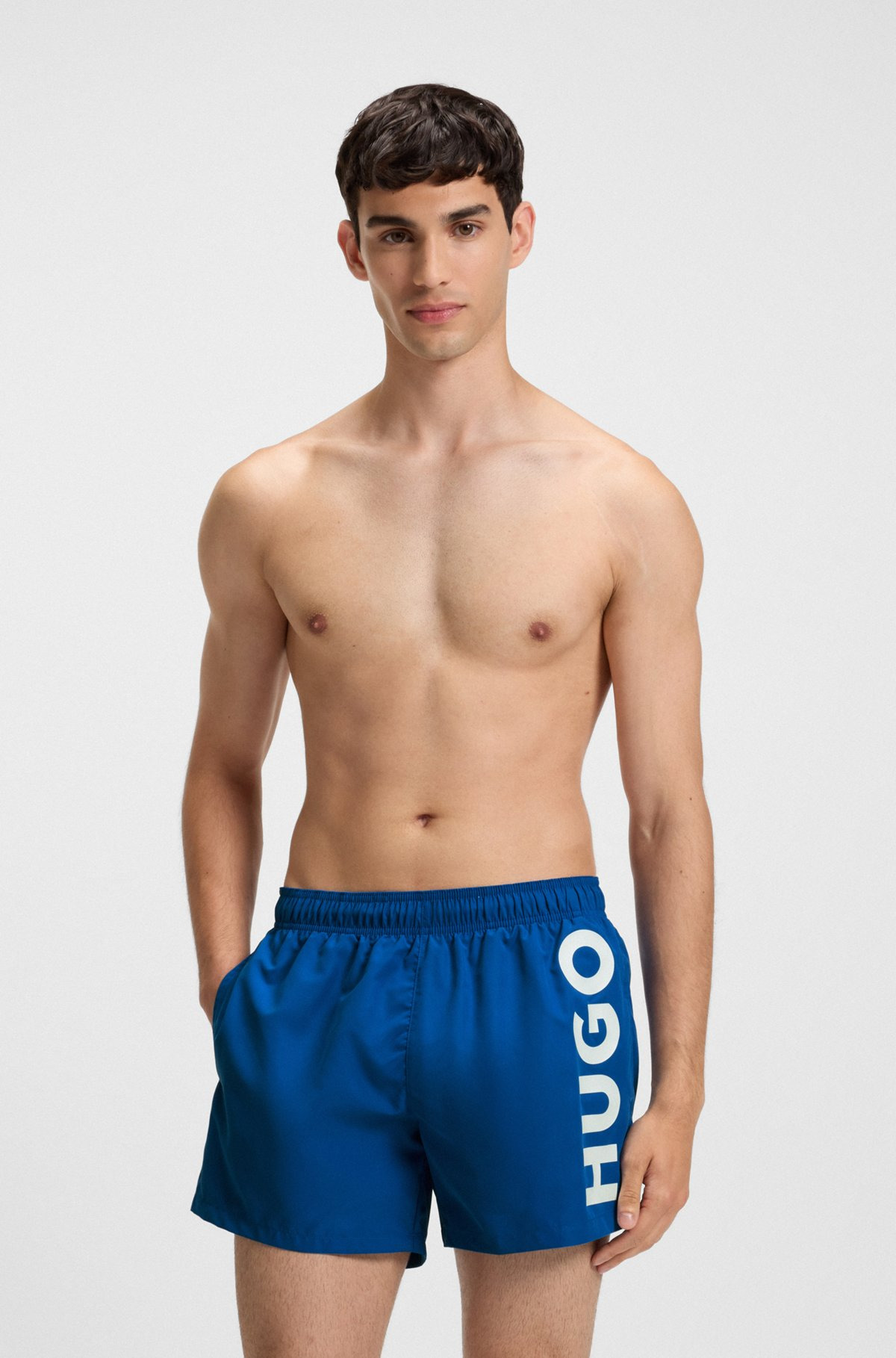 QUICK-DRY SWIM SHORTS WITH VERTICAL LOGO PRINT - 2