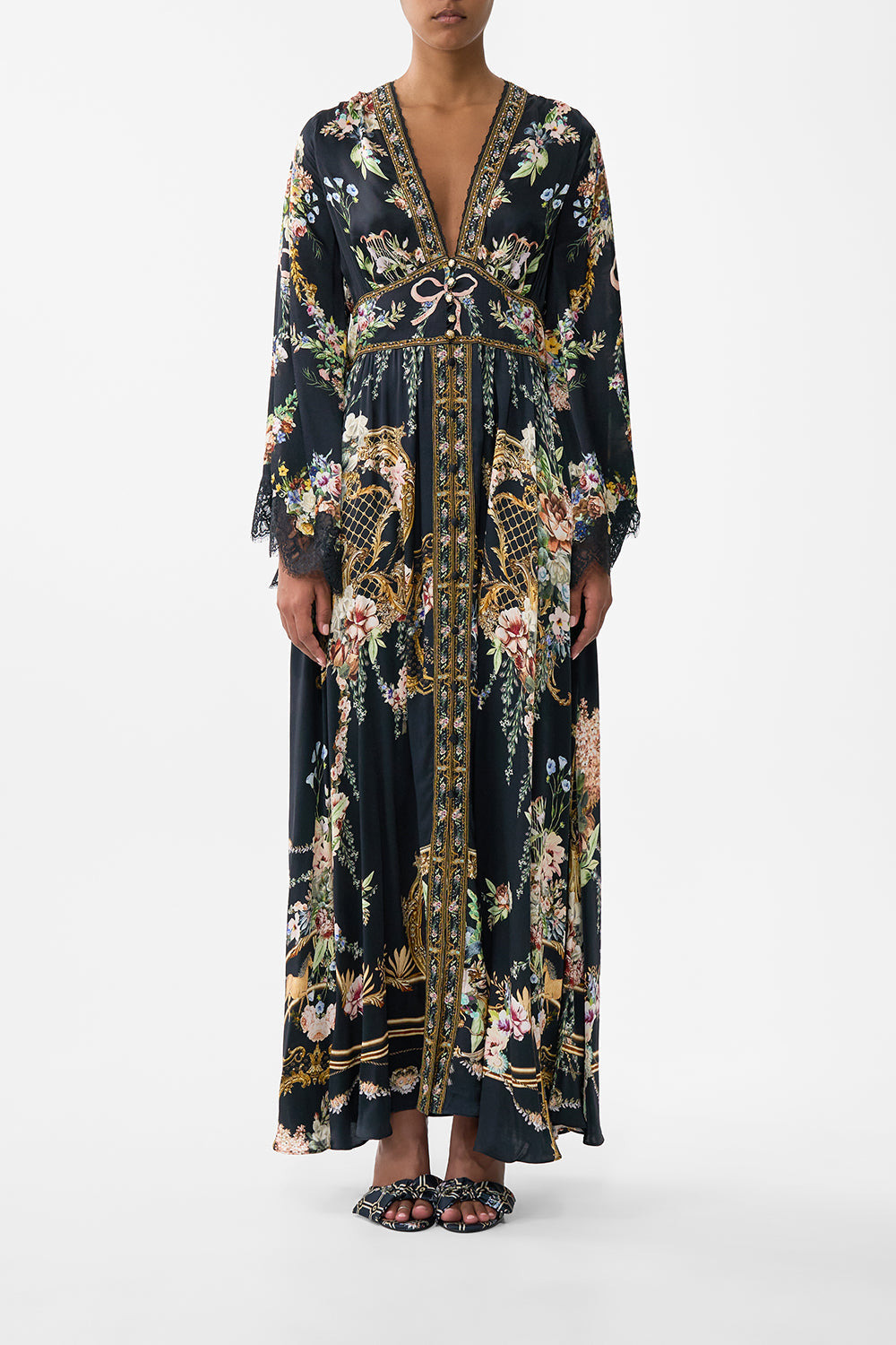 KIMONO SLEEVE DRESS WITH SHIRRING DETAIL - 2
