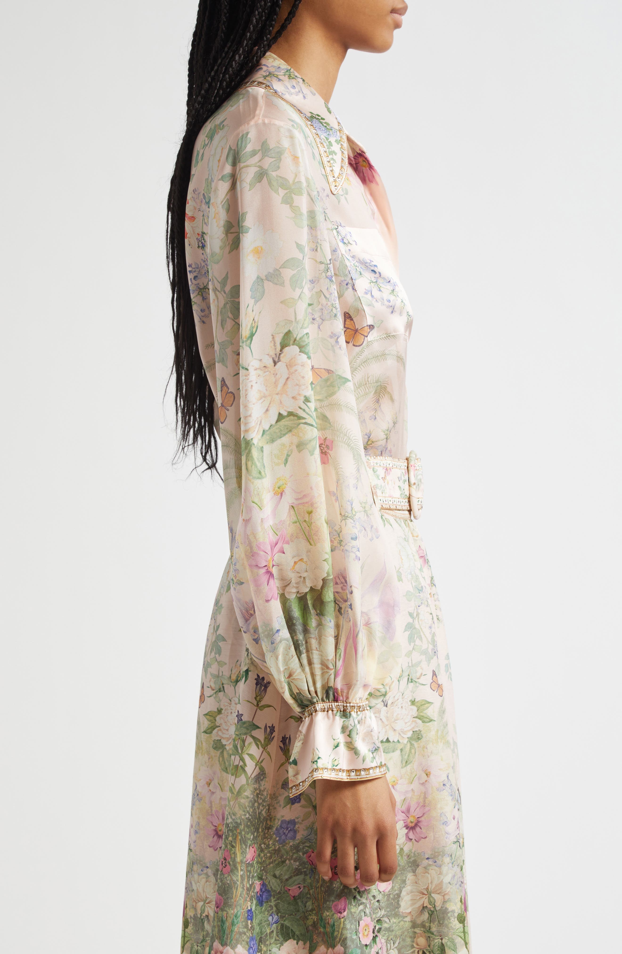 Camilla Curved Collar Silk Chiffon Shirt in Palacio Playground at Nordstrom - 4