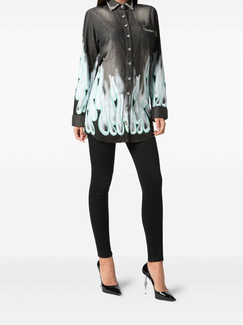 PHILIPP PLEIN Flame Racing denim shirt outlook