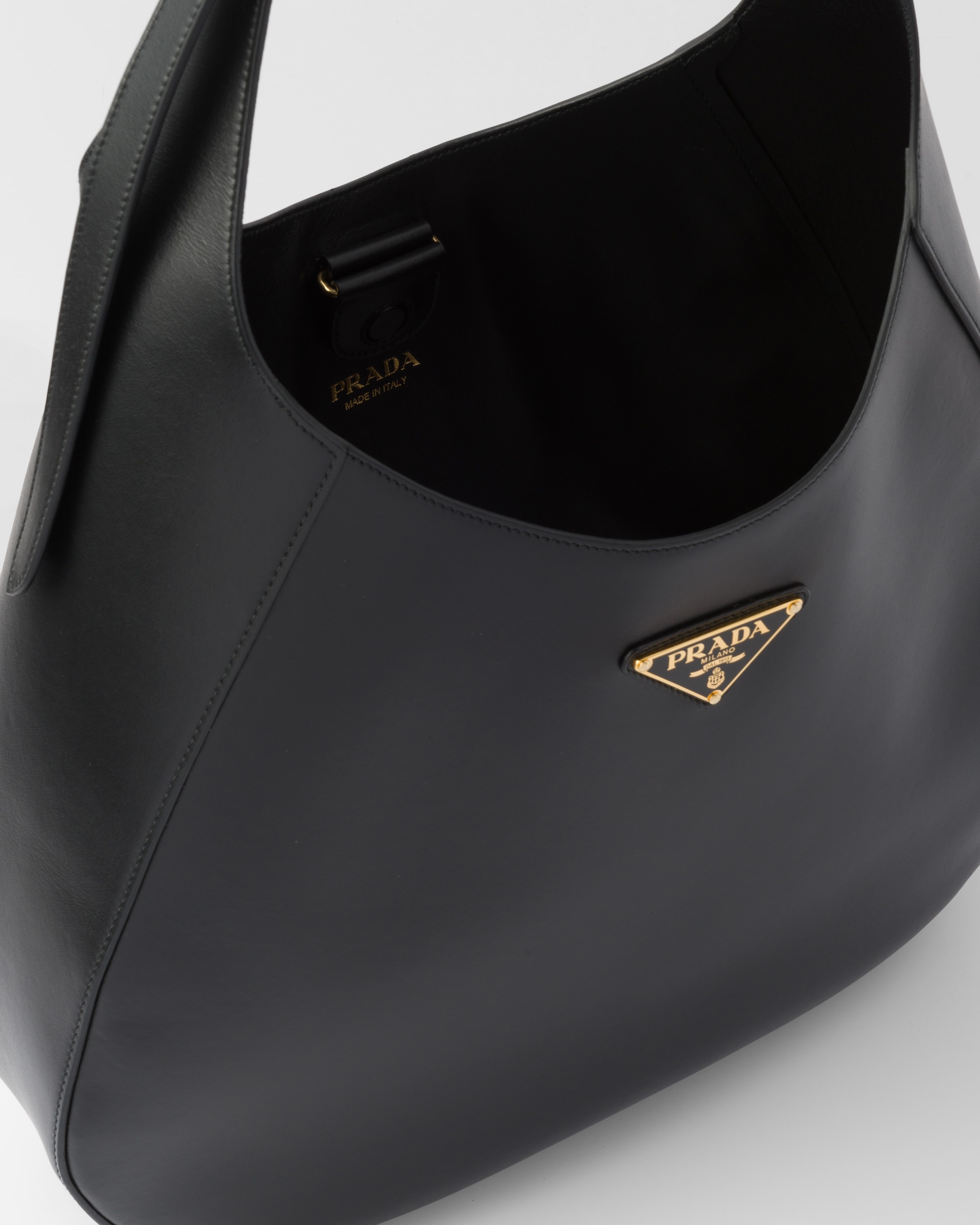 Prada Large leather shoulder bag with topstitching | REVERSIBLE