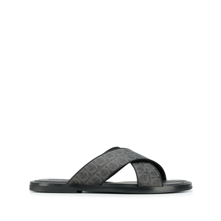 Ferragamo Gancini Leather Pool Slides - 1