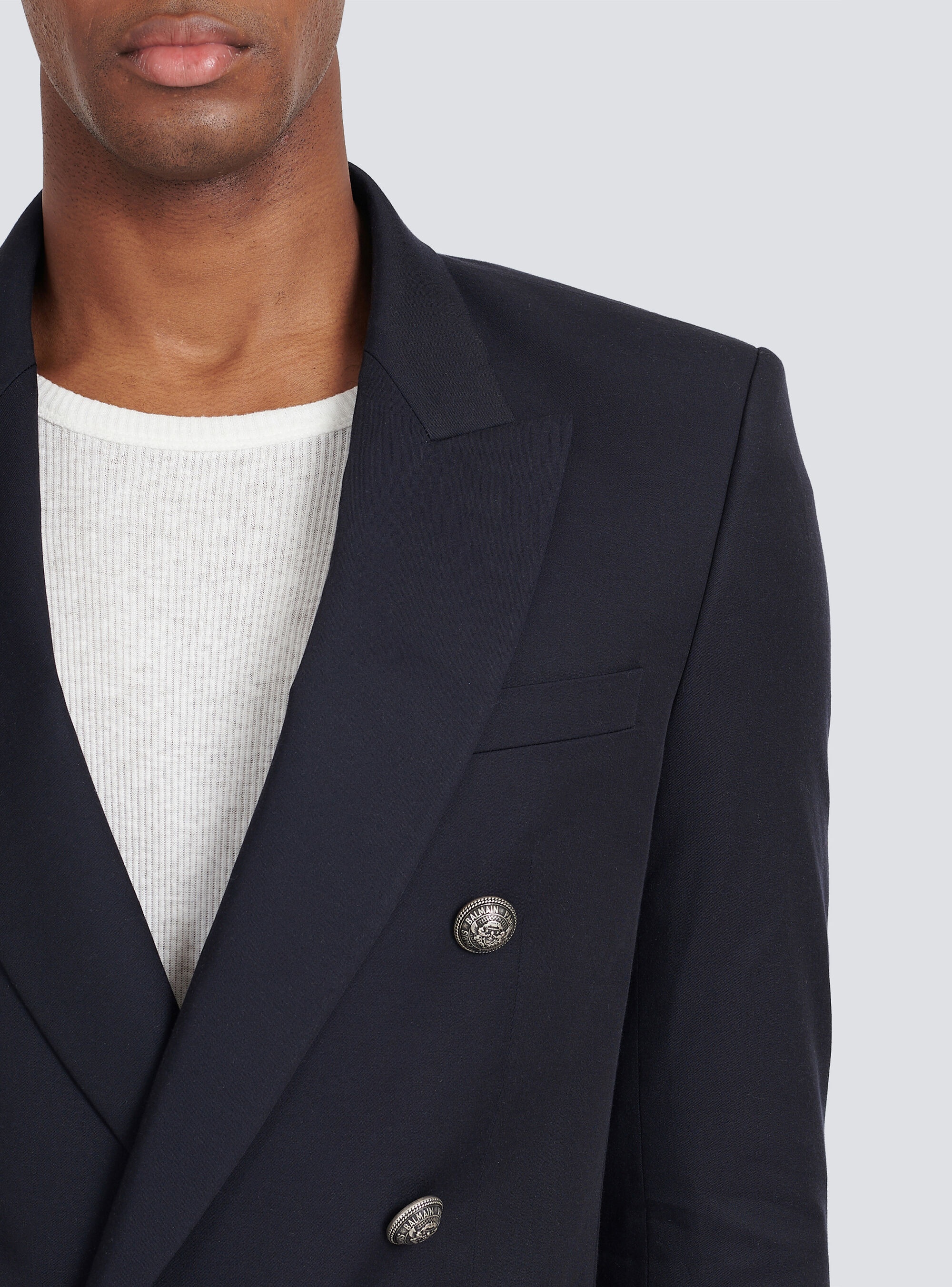 Cotton blazer with double-breasted silver-tone buttoned fastening - 8