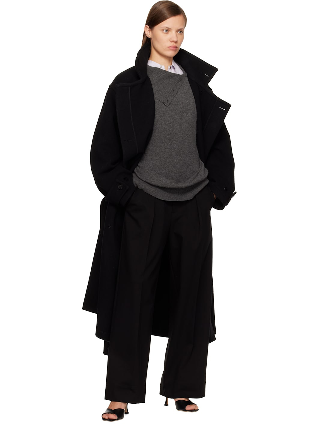 Lemaire WRAP COAT - CO1037 LF1116_BK999 | REVERSIBLE