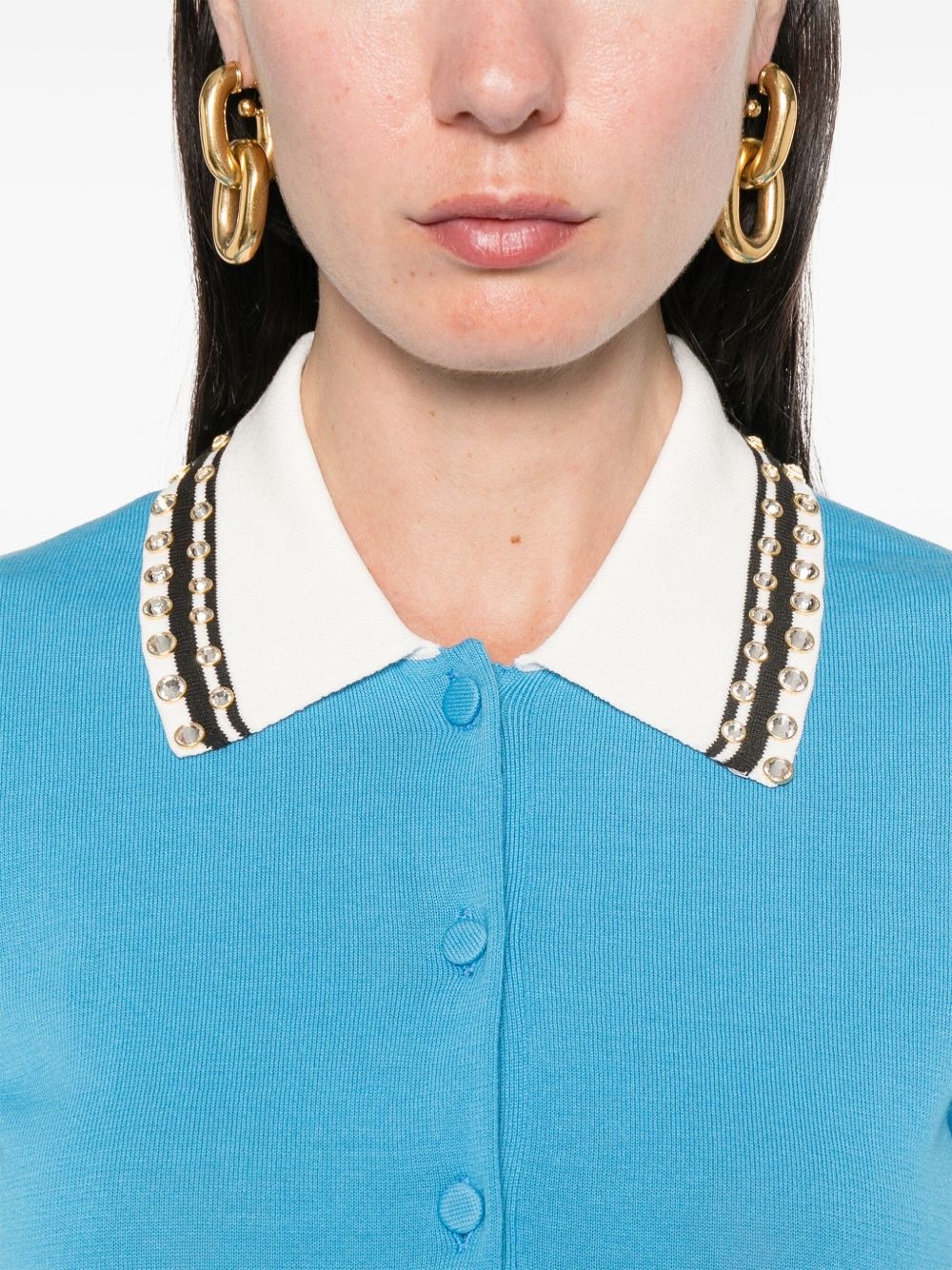 crystal-embellished polo top - 5