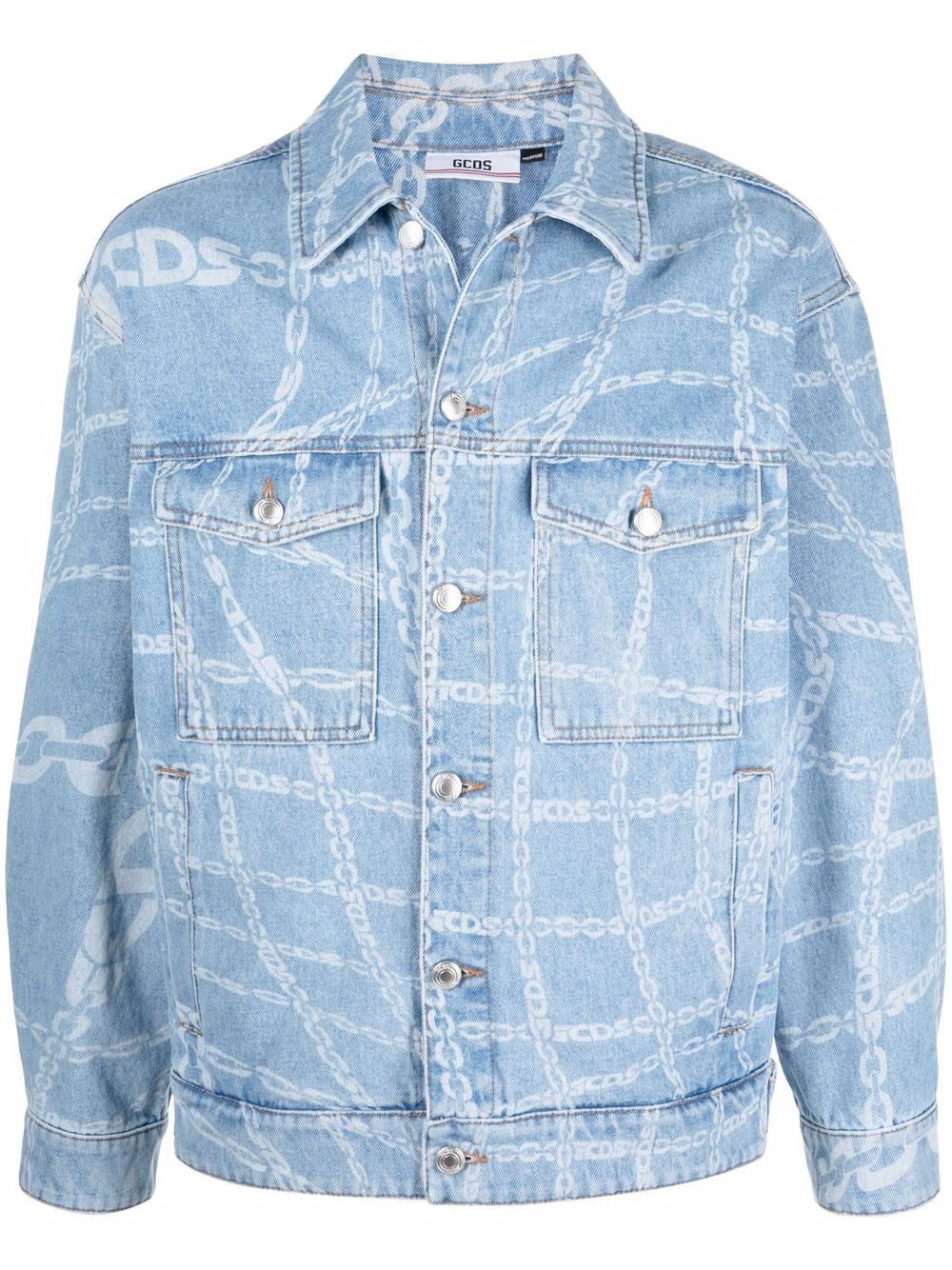 chain-detail denim jacket - 1