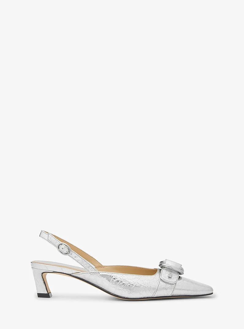 Jaden Metallic Crushed Leather Slingback Pump - 1