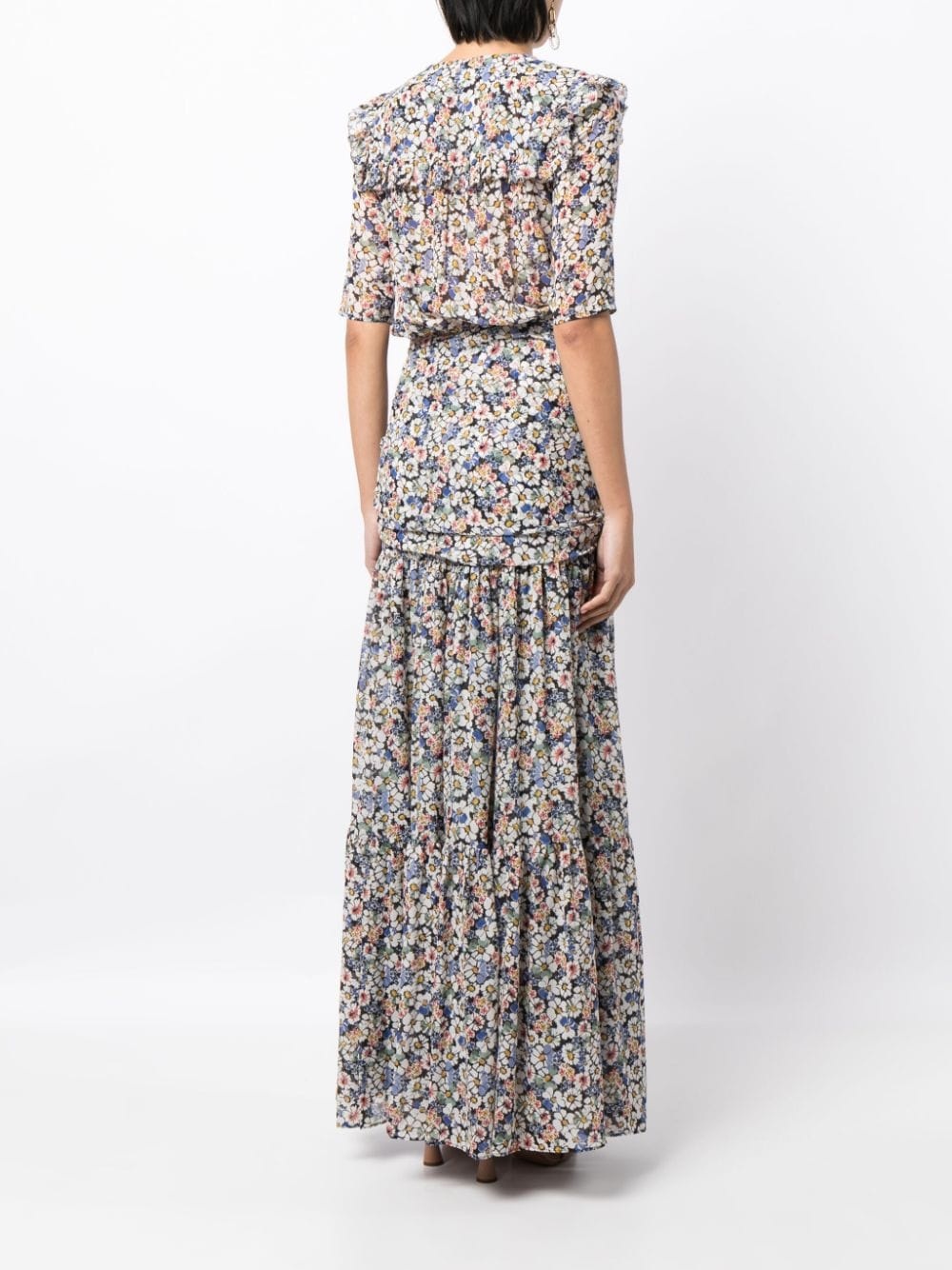 floral-print silk dress - 4