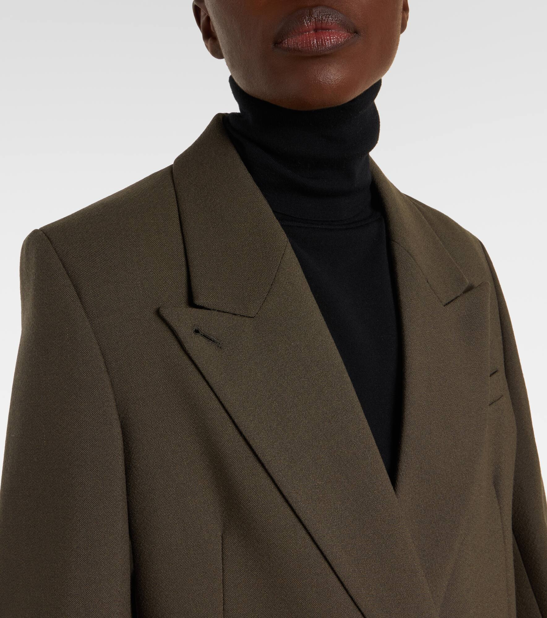 Double-breasted wool-blend blazer - 4