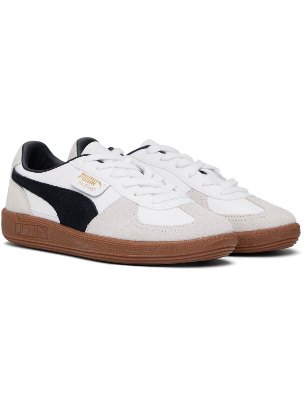 White & Gray Palermo Leather Sneakers - 4