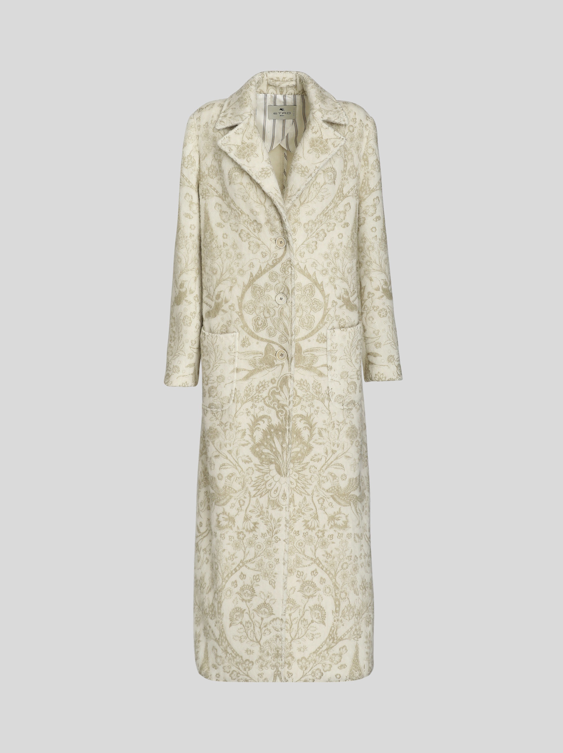 WOOL MIX COAT WITH FLORAL PRINT AND PEGASO - 1