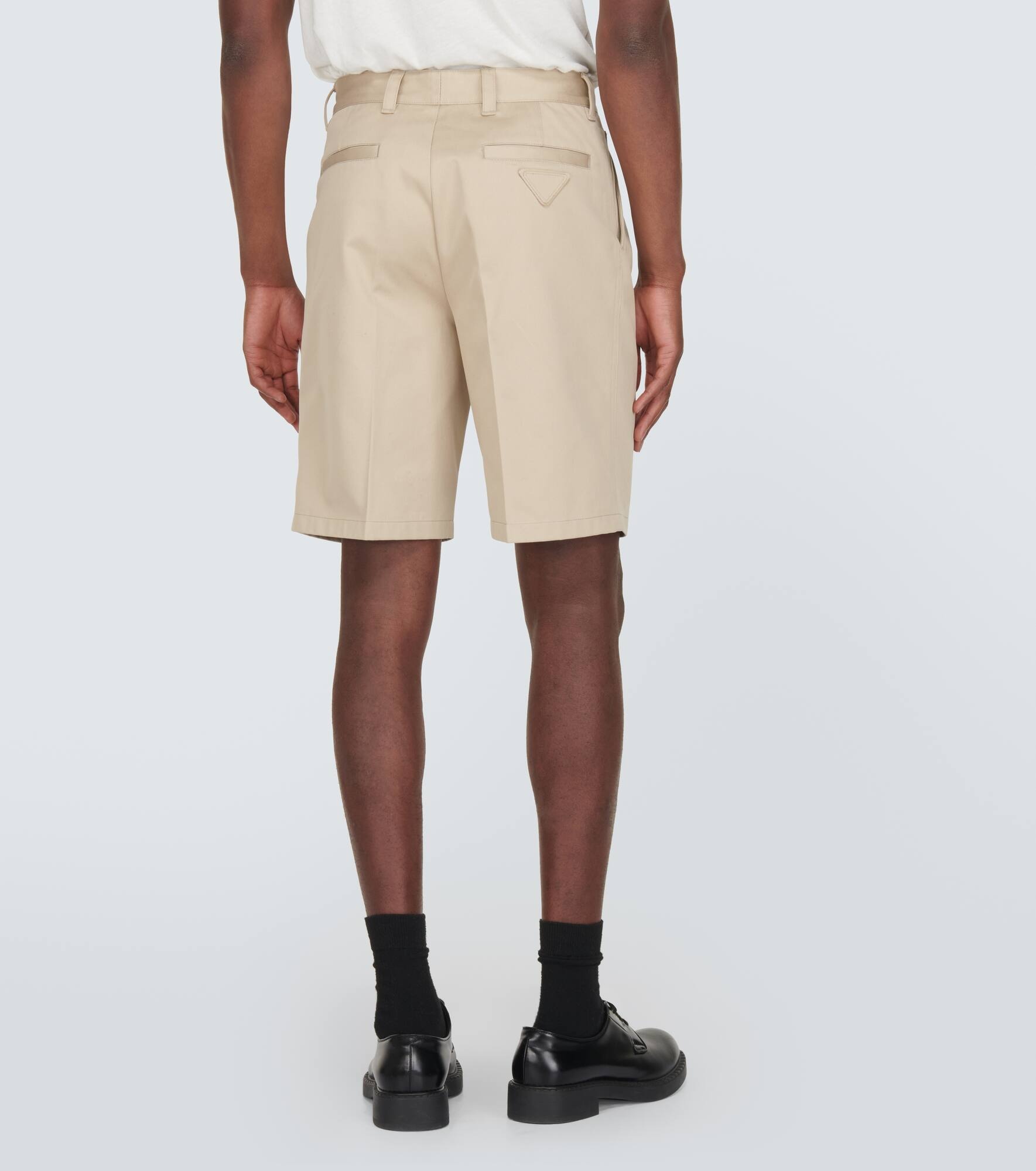 Pleated cotton Bermuda shorts - 4
