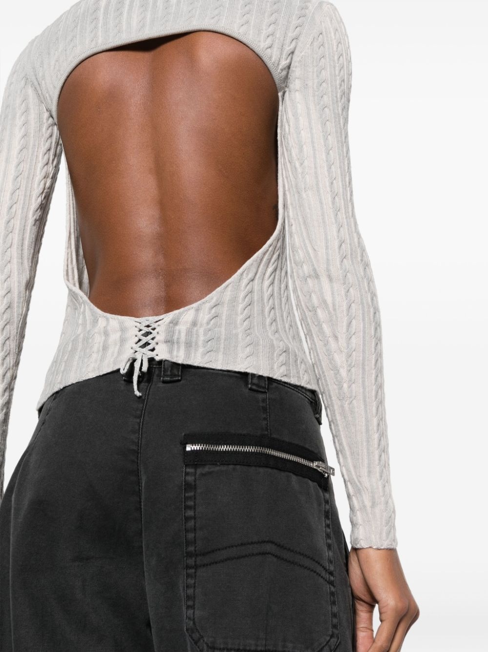 open-back cable-knit jumper - 5