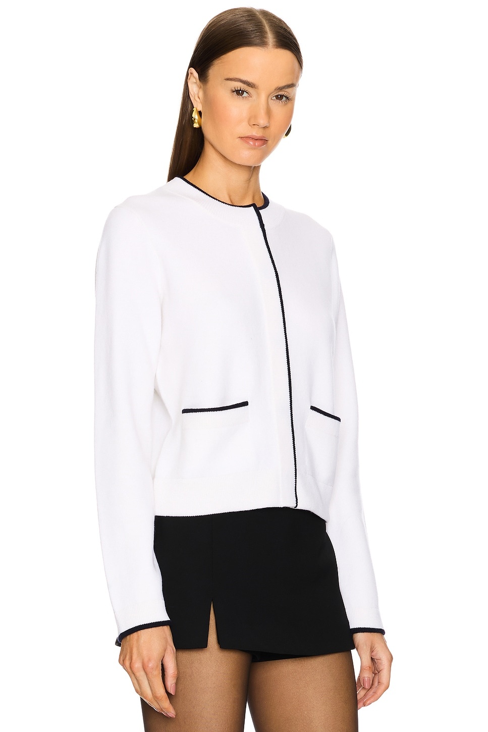 Contrast Tipped Snap Cardigan - 2