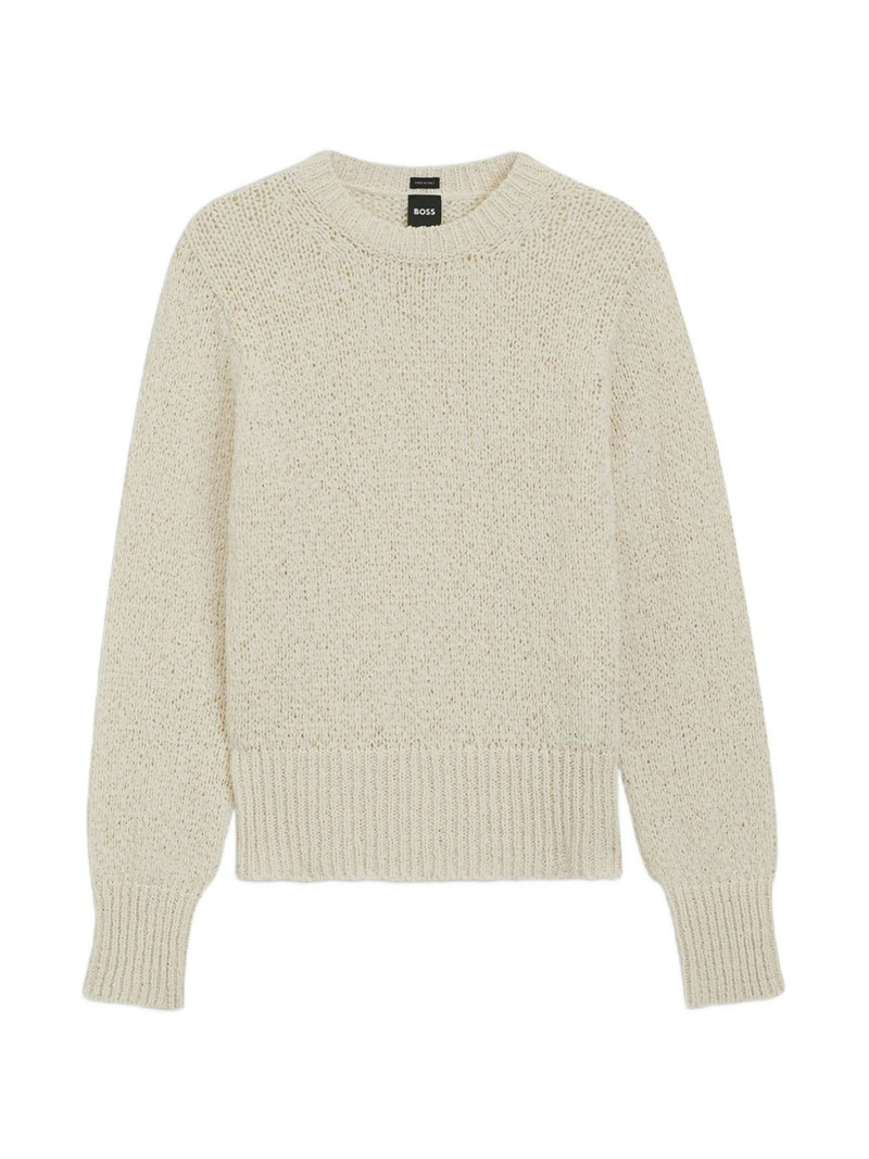 open-knit ribbed-trim sweater 1