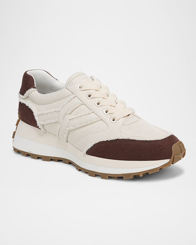 VERONICA BEARD Valentina Bicolor Frayed Retro Sneakers outlook