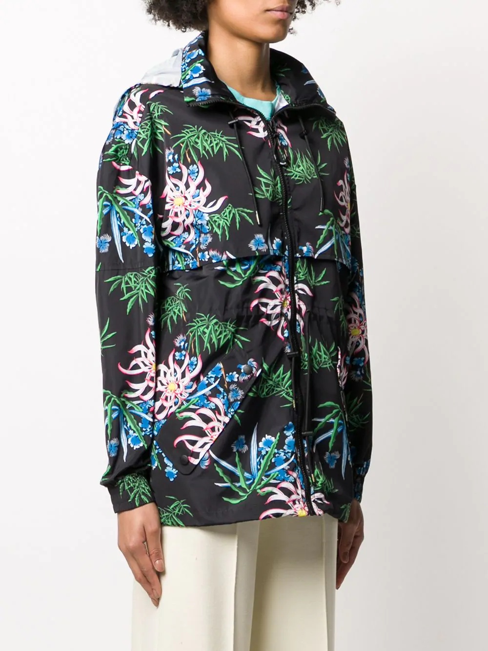 Sea Lily-print hooded windbreaker - 3