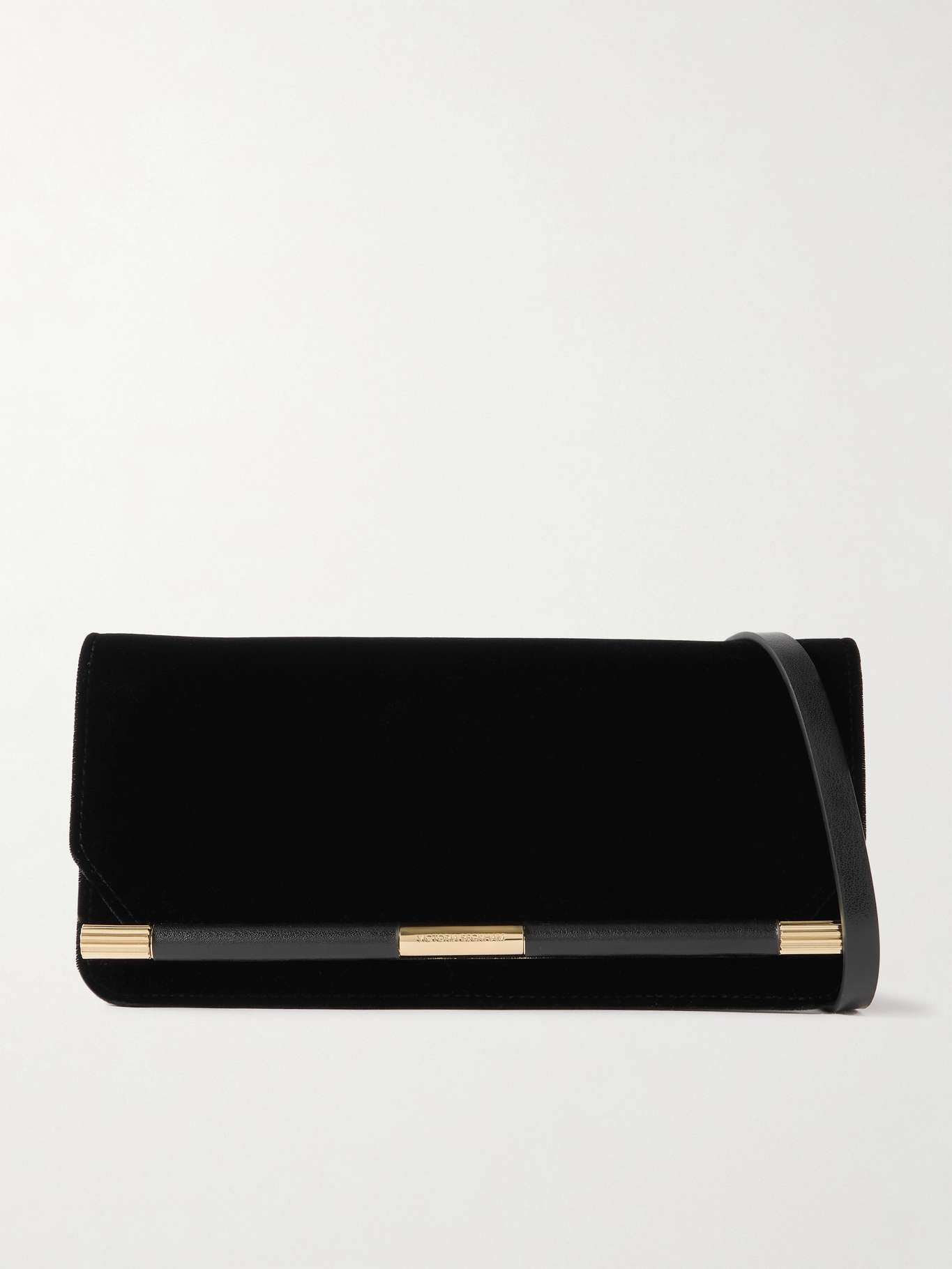 Velvet and leather clutch Black - 1