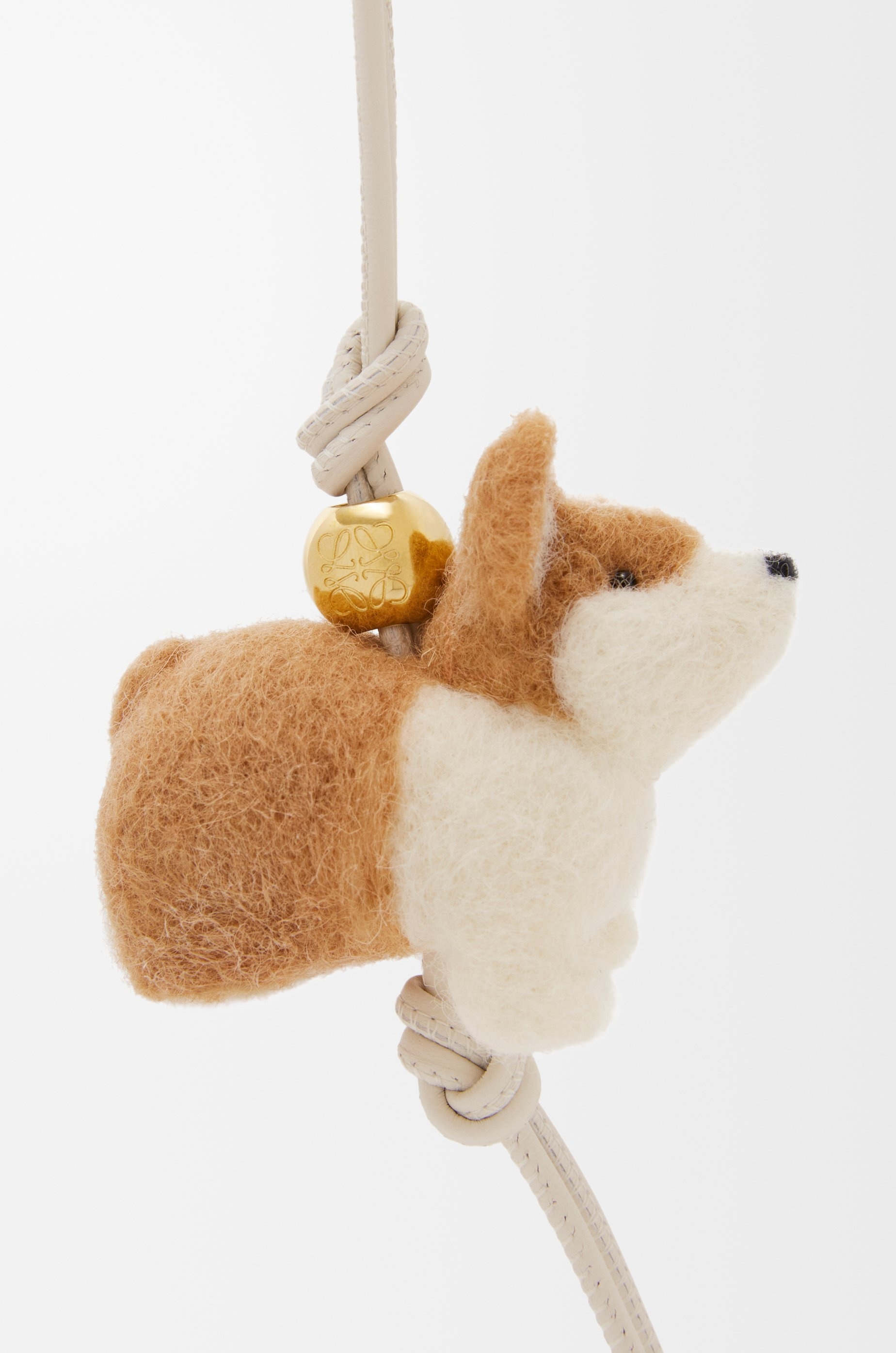 Corgi charm in felt and calfskin - 2