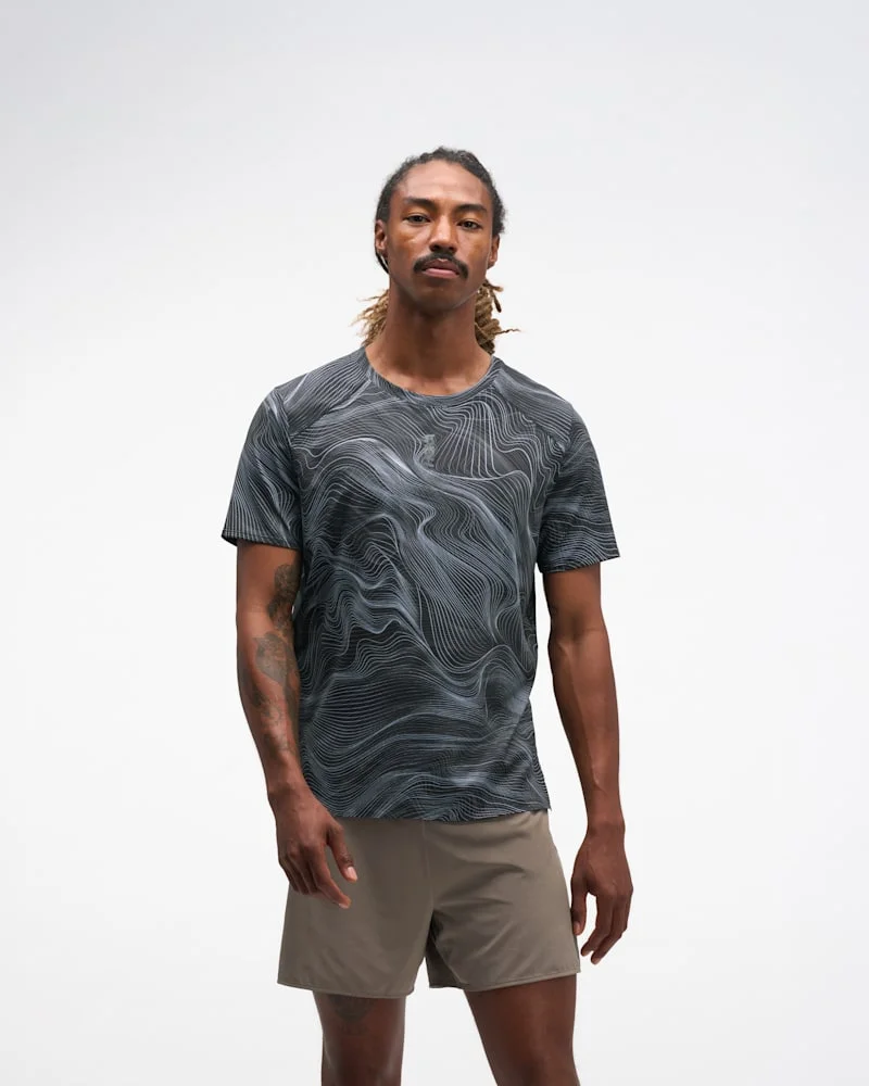 Men's EveryRun Short Sleeve Shirt in Black/White Prt - 1