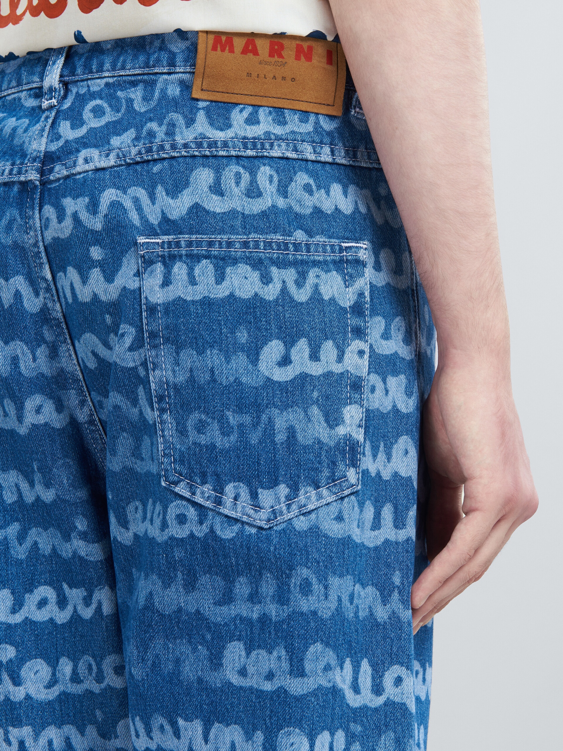 DENIM STRAIGHT TROUSERS WITH MAREMARNI PRINT - 4