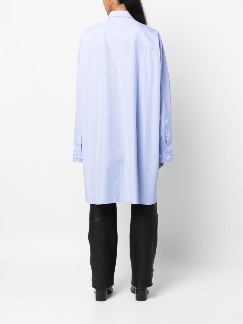 spread-collar long cotton shirt - 4
