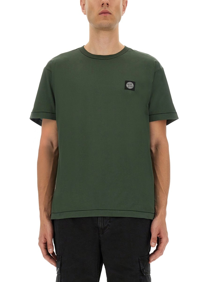 SLIM FIT COTTON JERSEY T-SHIRT WITH COMPASS PATCH - 1