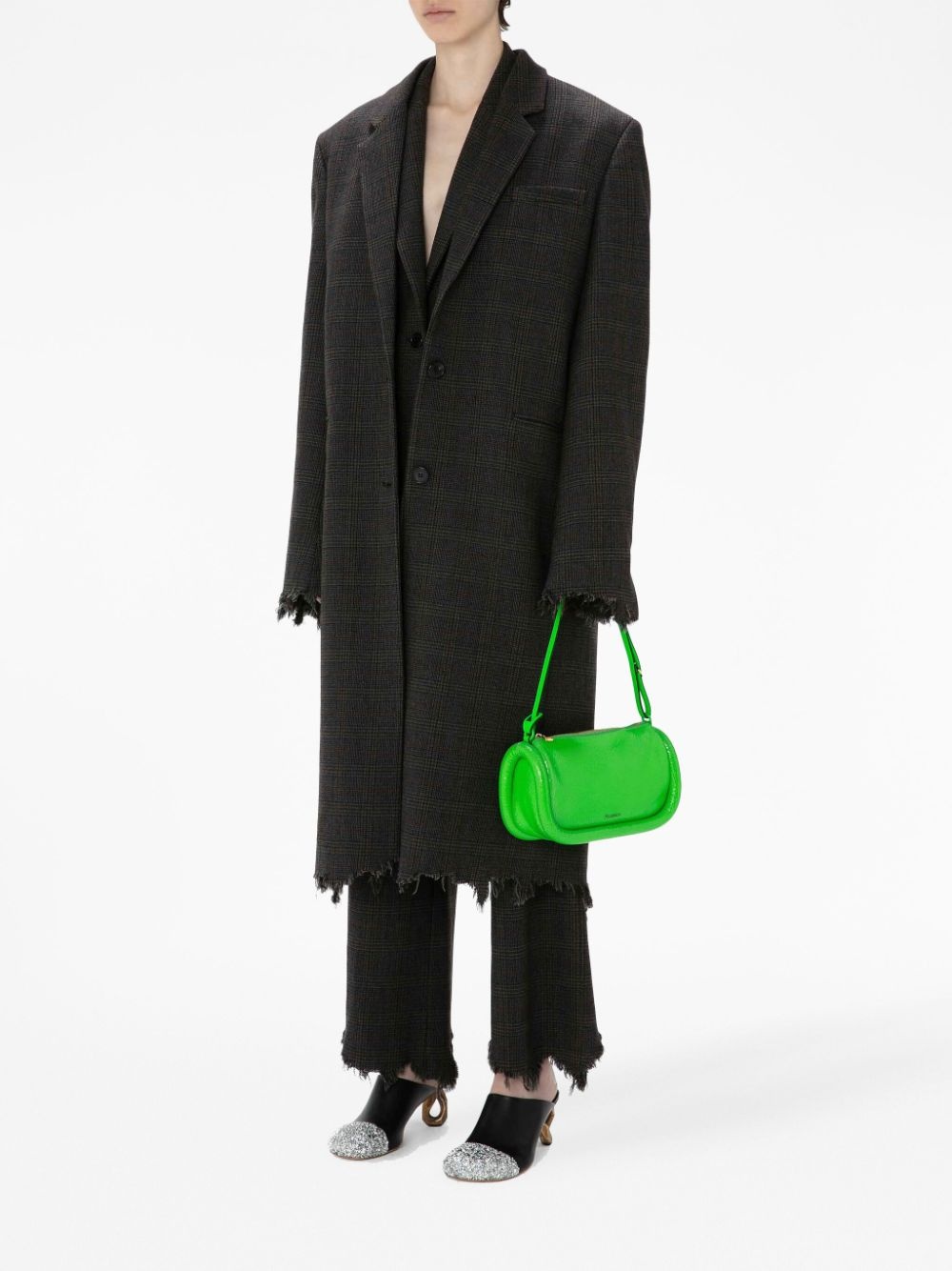 check-print distressed-effect coat - 2