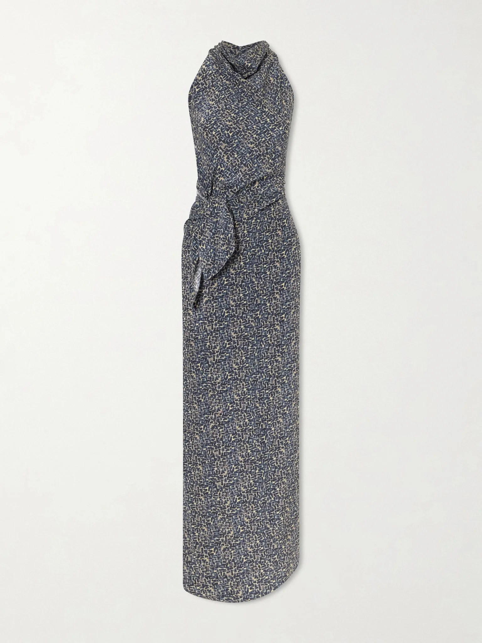 Corallo printed silk-satin midi dress Navy - 1