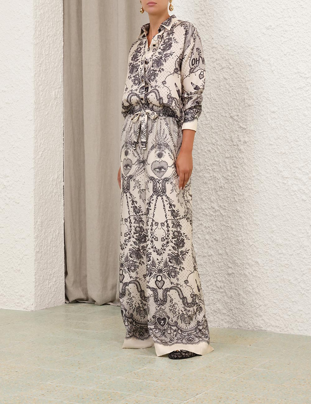 Crush Draw Waist Pant Ivory Locket - 3