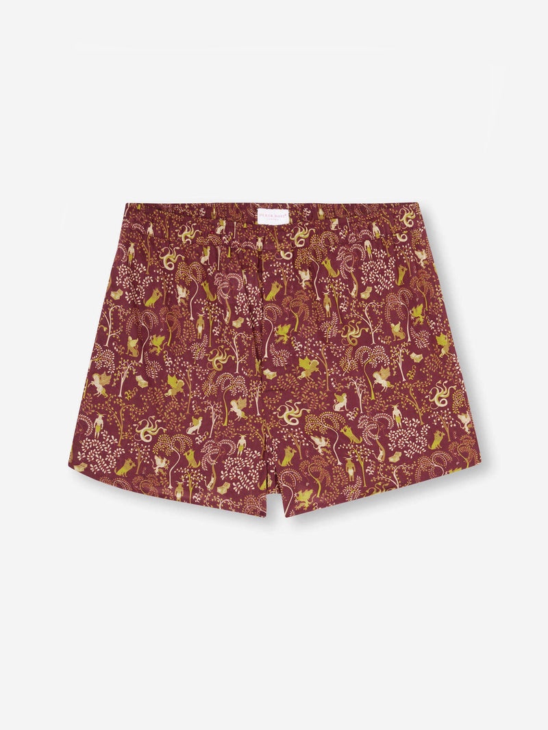 Men's Modern Fit Boxers Ledbury 74 Cotton Batiste Burgundy - 2