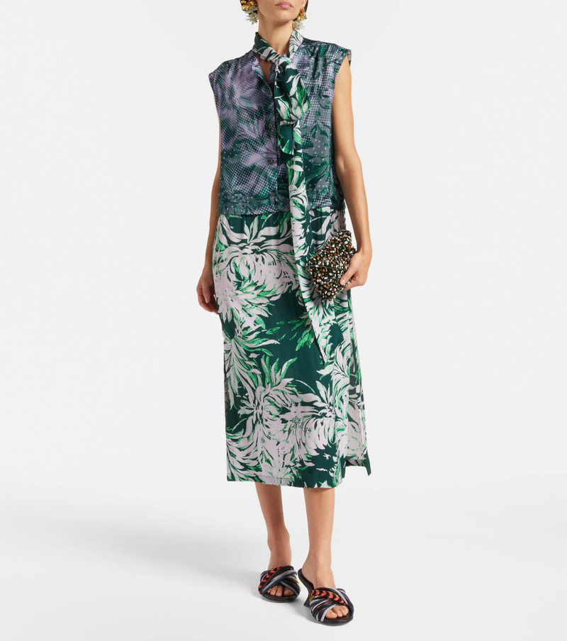 Dries Van Noten Printed tie-neck midi dress outlook