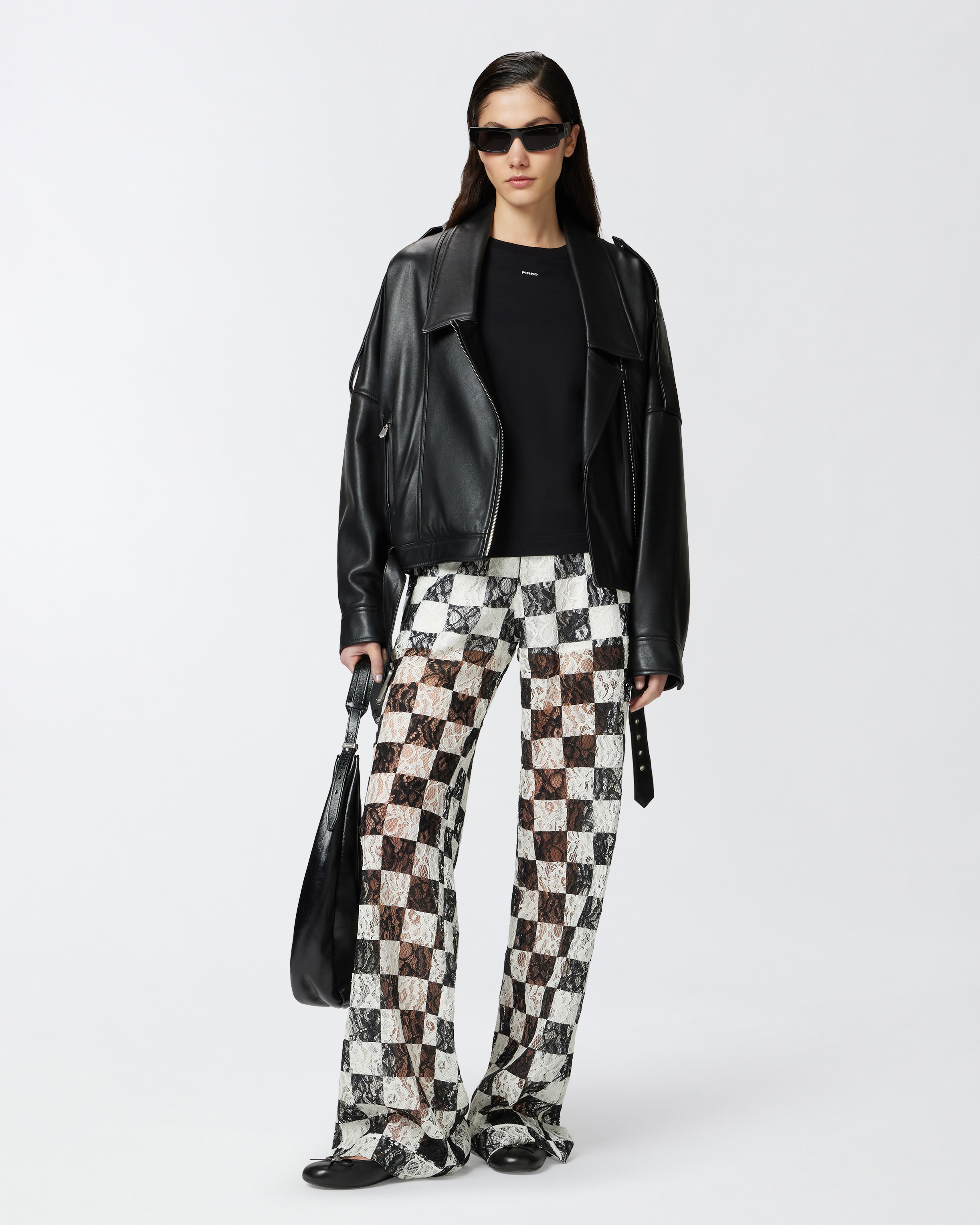 WIDE TROUSERS IN CHECKERED LACE - 2