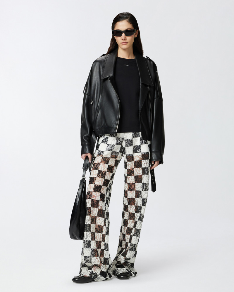 PINKO WIDE TROUSERS IN CHECKERED LACE outlook