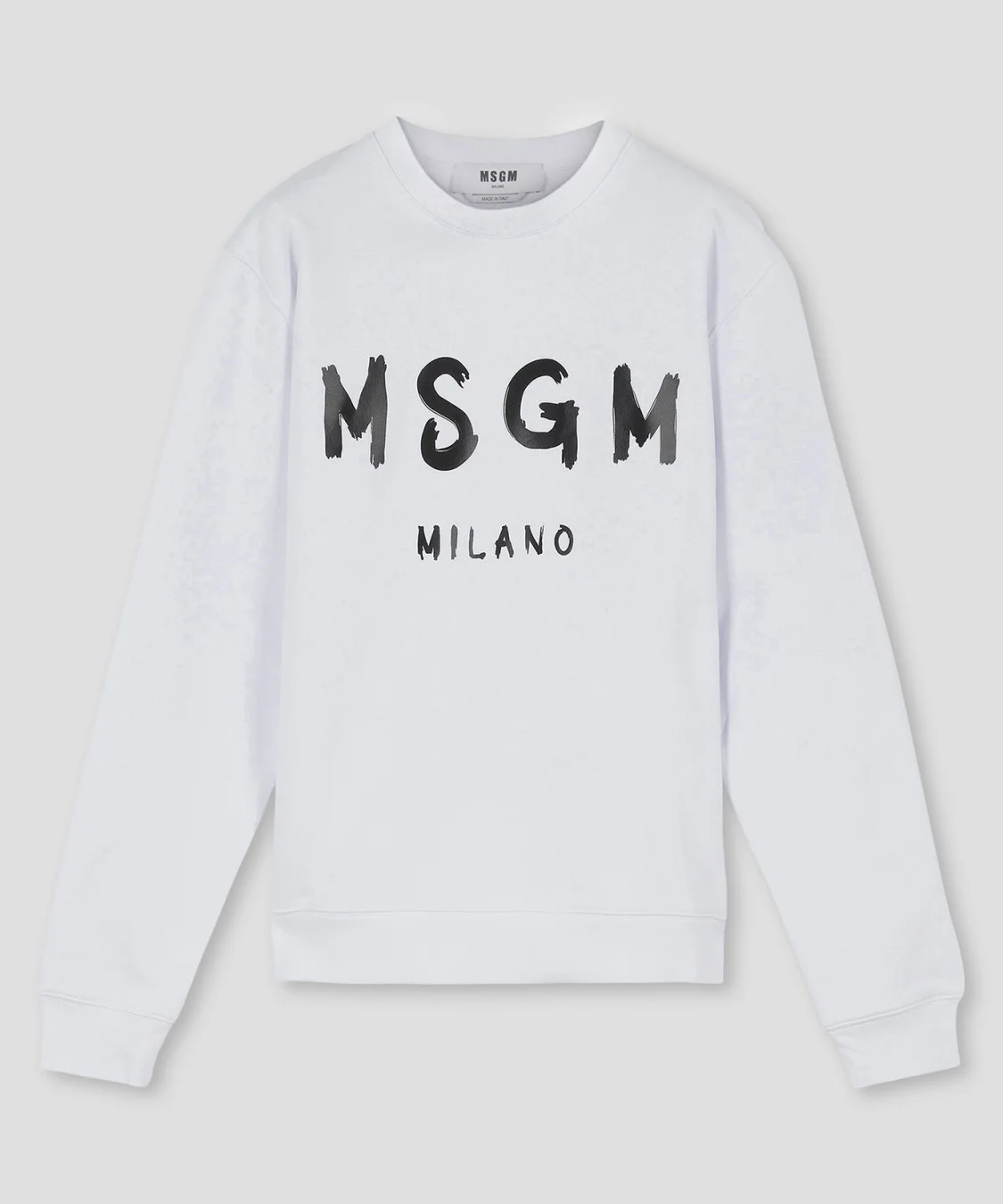 White crew neck sweatshirt with brushstroke logo - 1