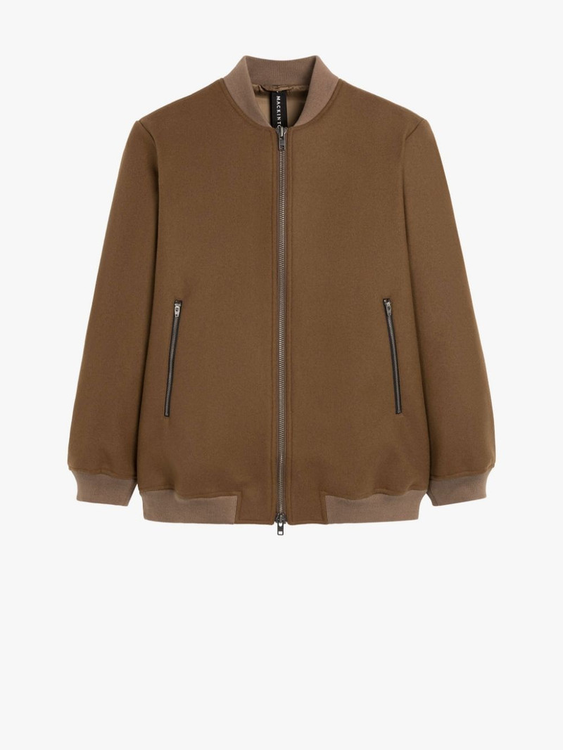 GIRTON DARK CAMEL WOOL BOMBER JACKET 1